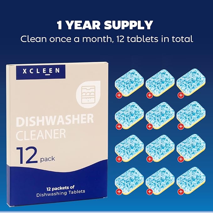 Dishwasher Cleaner and Deodorizer Tablet - Helps Remove Limescale, Mineral Buildup and Odor - Formulated to Clean Inside all Machines - 12 Cleaner Tablets…