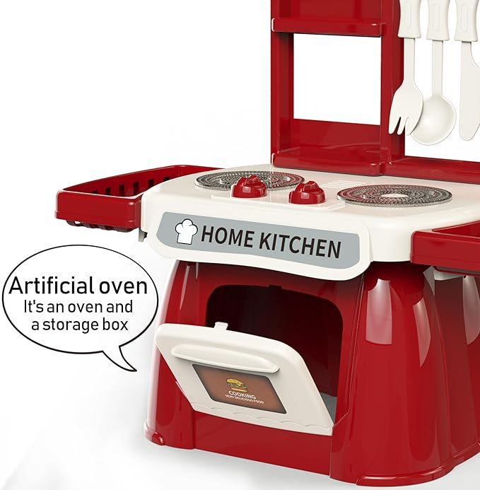 Kitchen Set for Toddler with Sound and Light,Pretend Cooking Food Set,Kids Kitchen Playset,Play Sink with Running Water and Electronic Induction Stove,Kitchen Accessories (Lyons Blue Kitchen)