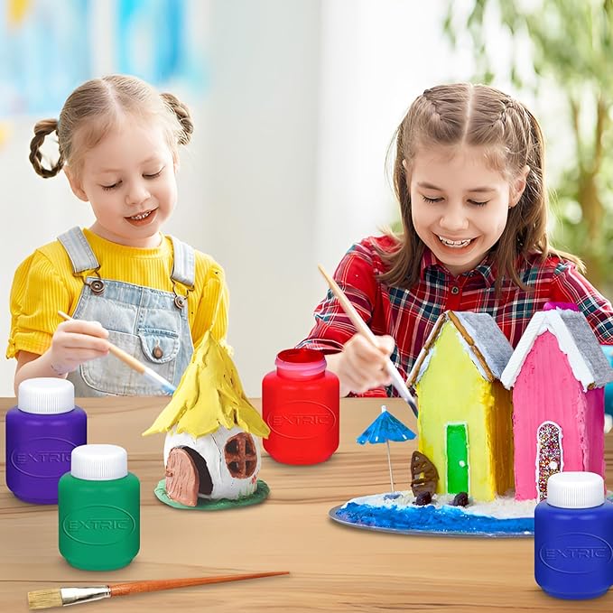 Kids Painting Set, Washable Paint for Kids 6 Colors, Non Toxic Tempera Paint 2 oz Each, Paints for Toddlers Art, Craft, School and Home Finger Paints Projects