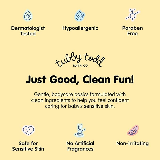 TUBBY TODD's Baby Body Wash & All Over Ointment Eczema Set - Gentle, Hypoallergenic Skincare for Newborns & Toddlers - 25oz, Fragrance-Free