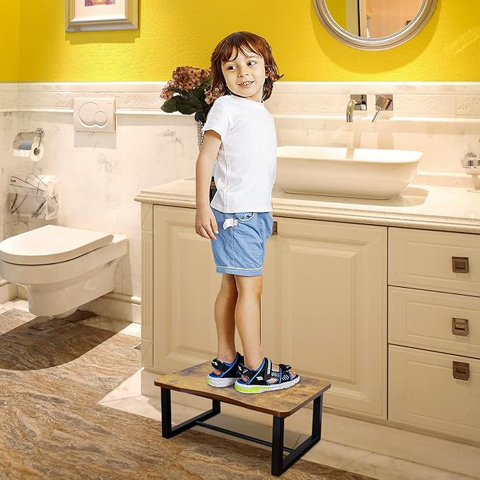 Wooden Step Stool,Stepping Stool for Adult & Kids,Wood One Step for Kitchen, Bedroom, Living Room, Bathroom Hold up to 500lbs