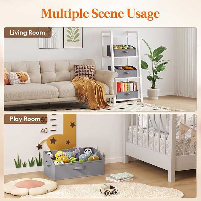 Lifewit Storage Baskets for Shelves, 6 Packs Non-woven Fabric Trapezoid Closet Organizer Bins with Handles, Foldable Clothing Containers Box for Clothes, Toy, Towel, Book, DVD, Hats, Large-Grey