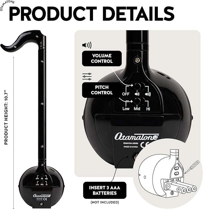 Otamatone Japanese Electronic Musical Instrument Portable Music Synthesizer from Japan by Maywa Denki Educational Fun Gift for Children, Teens & Adults - Black White Blue Set