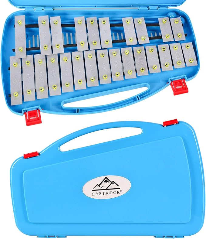 EASTROCK Professional Glockenspiel, 25 Notes Xylophone for Kids, Xylophone Instrument Music Teaching, Gifts, Perfectly Percussion Instrument Blue