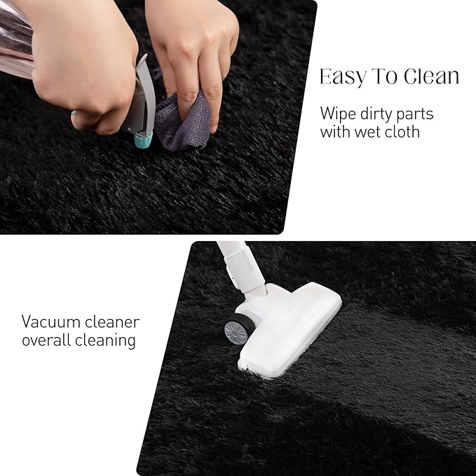 Black Rug, 6x9 Area Rugs for Living Room, Soft Plush Area Rugs for Bedroom, Non-Slip Indoor Carpet for Nursery, Study Room, Kids Room, Room Decor