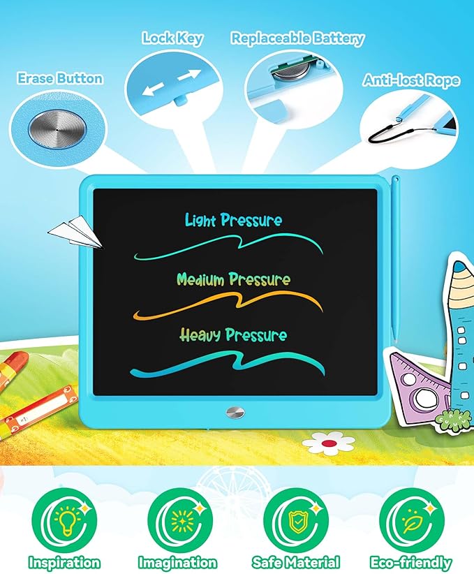 KOKODI LCD Writing Tablet, 16 Inch Colorful Toddler Doodle Board Drawing Tablet, Erasable Reusable Electronic Drawing Pads, Educational and Learning Toy for 3-6 Years Old Boy and Girls