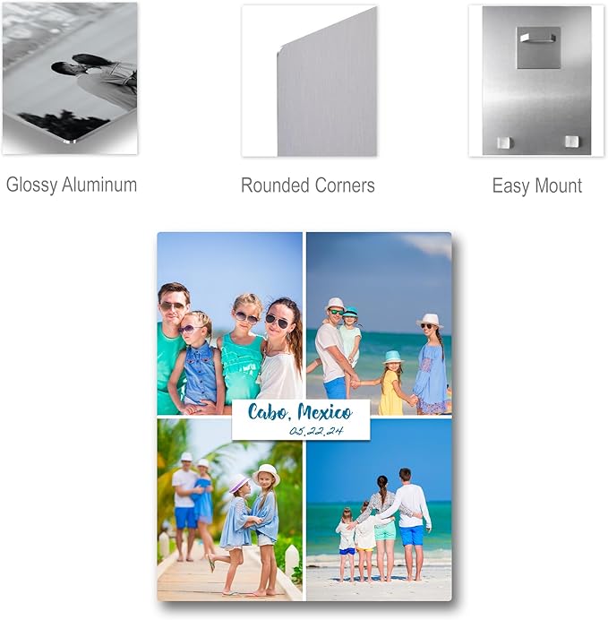 MUNDAZE Custom Collage Metal Poster, Personalized Photo Prints with Text, Glossy Aluminum, Customize with Your Own Pictures, Great Gift for Family, Friends, Ships From USA 18.75" X 15"