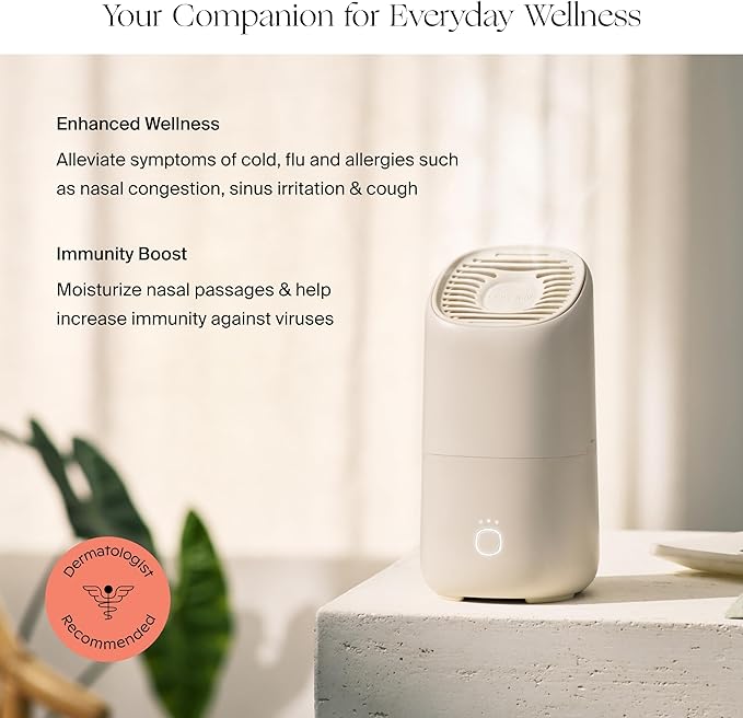 Canopy Portable Misting Humidifier - Cordless 11 HR Run Time, 500 mL, TSA Approved Travel Humidifier - Alleviate Symptoms of Allergies, Flu, Cold, Dry Skin - Includes Aroma & Adapter - Moonstruck