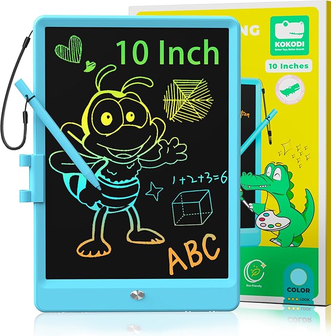 KOKODI LCD Writing Tablet, Valentines Day Gifts for Kids,10 Inch Colorful Toddler Doodle Board Drawing Tablet, Erasable Reusable Electronic Drawing Pads, Educational and Learning Toys for Kids