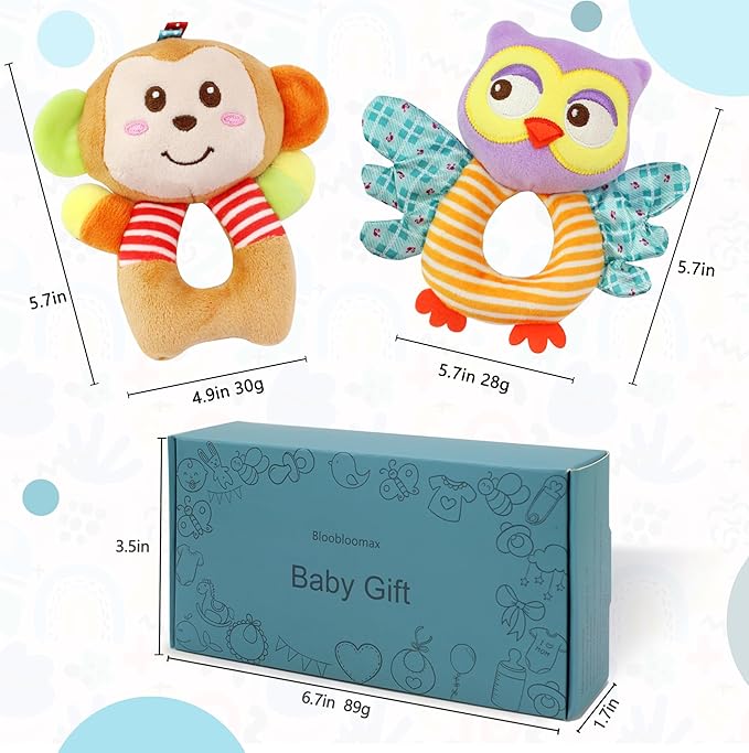 BLOOBLOOMAX Sock rattles for Babies 0-24 Months Baby Animal Foot Finder Educational Toys