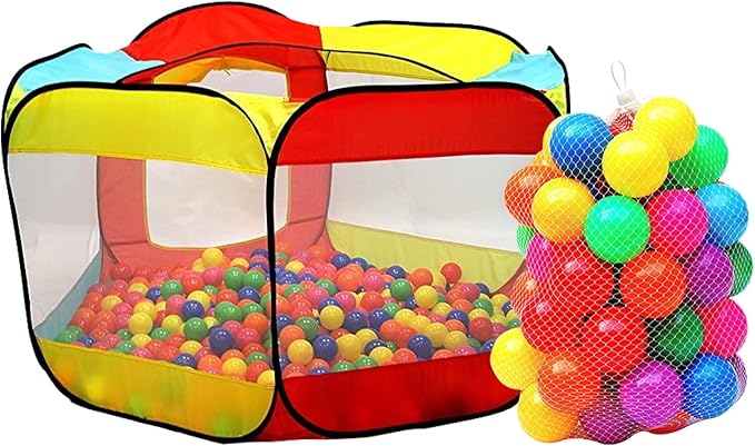 Kids Ball Pit Pop Up Large Tent for Toddlers - Indoor & Outdoor Gift Toys for Infants Girls & Boys, Baby Playpen with Zippered Storage Bag, 50 BallPit Balls Included