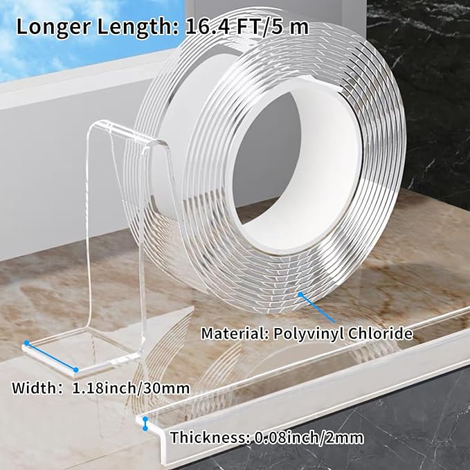 1.18 in x 16.4 FT,Clear Edge Corner Protector Baby Proofing with 6 Corners,Self Adhesive Protective Bumper Guards for Cabinet Door Desk Glass Table Bed Furniture,Kitchen Countertop