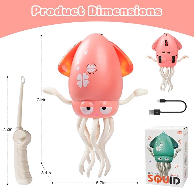Magic Dancing Octopus Toys, Musical LED Toy, 3 Colors Available (Pink)