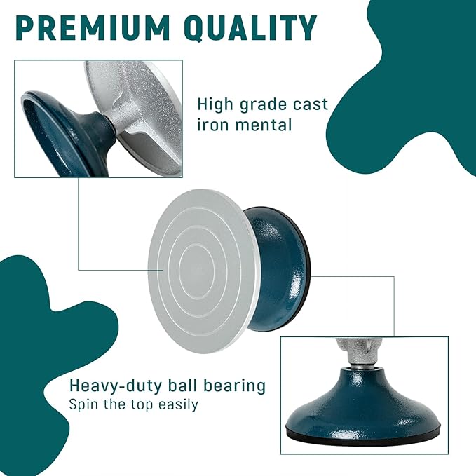 DUPDMKIN Banding Wheel All Metal Construction Banding Wheel for Pottery with Ball Bearings Pottery Tools for Clay Art Decorating (7 inch)