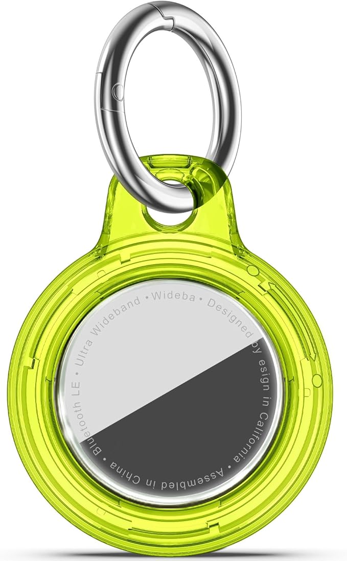Upgrade Waterproof Airtags Holder with Apple Airtags Keychain, Hard PC Air Tag Case, Anti-Scratch & Shock Air tag Holder,Men's Women's Keyrings & Keychains, for Dog,Car Key,Luggage -Clear Chartreuse
