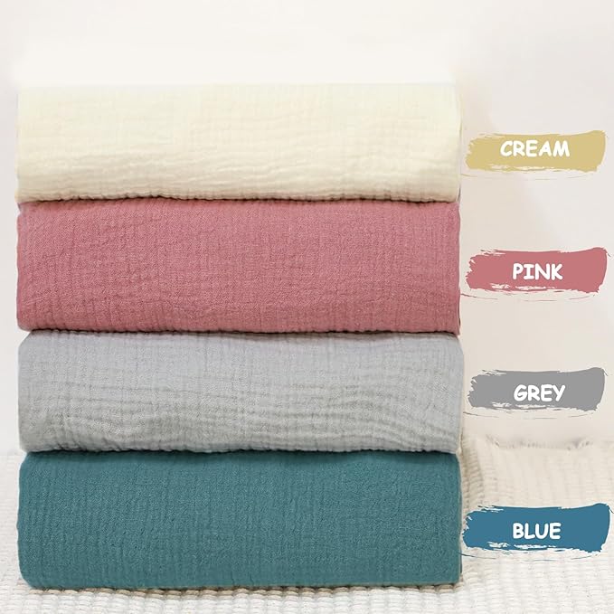 Hooyax Baby Lounger Cover 2 Pack - 100% Muslin Cotton Newborn Lounger Pillow Covers Only, Soft Breathable Infant Lounger Cover with Reinforced Stitching, Fits Most Standard Baby Loungers (Blue Ginger)