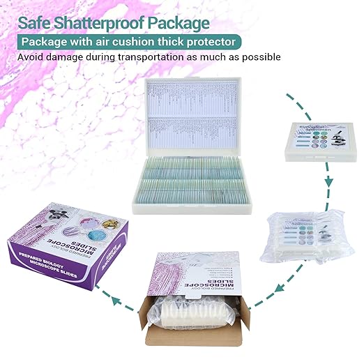 100 Microscope Slides with Specimens for Kids and Adults, Prepared Microscope Slides with Plants Animals Insects for Students Homeschool Edu
