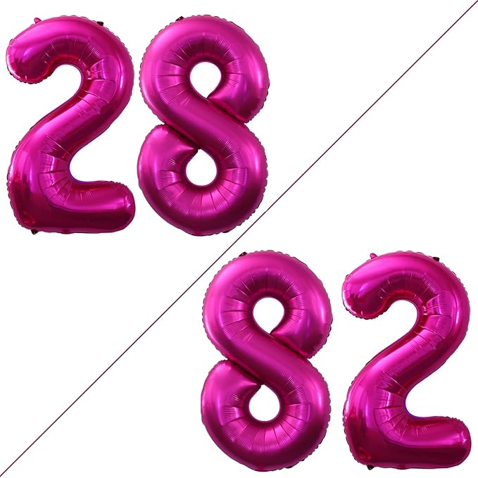 GOER Number 28 Balloons for 28th Birthday Party Decorations,42 Inch Jumbo Foil Helium 82 Balloons for 82nd Birthday Party Decoration (Bright Peach)