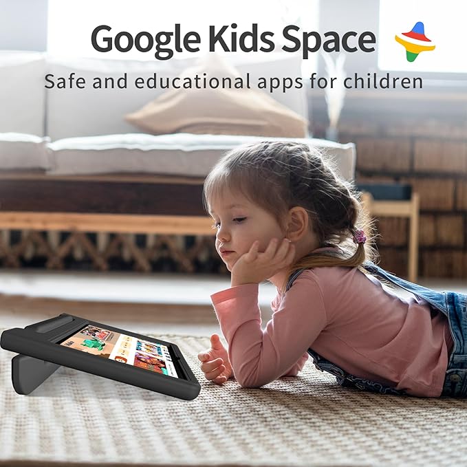 JREN Tablet for Kids|10 Inch Kids Tablet Android 14|Octa-core|64GB|WiFi |Bluetooth|Parental Control|Children Content|Children Toddler Black