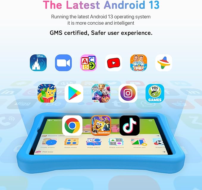 UMIDIGI Kids Tablet, G1 Tab Android Tablet PC, 10.1" Tablet for Kids, 8G+64G up to 1TB, WiFi 6, 8MP+8MP Dual Camera, Quad-Core, 6000mAh, BT5.0, TÜV Eye Bluelight, Parental Control,Blue