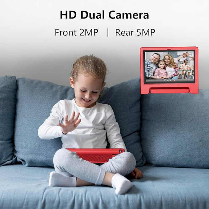JREN Tablet for Kids|10 Inch Kids Tablet Android 14|Octa-core|64GB|WiFi |Bluetooth|Parental Control|Children Content|Children Toddler Red