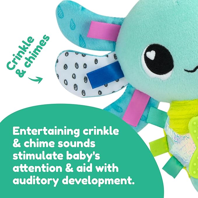 Lamaze Clip On Car Seat and Stroller Toy - Alise The Axolotl - Crinkle Car Seat Toys and Stroller Toys - Sensory Toys for Babies - Travel Toys for Car - Infant Toys Ages 0 Months and Up