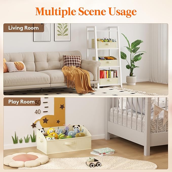 Lifewit Storage Baskets for Shelves, 6 Packs Non-woven Fabric Trapezoid Closet Organizer Bins with Handles, Foldable Clothing Containers Box for Clothes, Toy, Towel, Book, DVD, Hats, Large-Beige