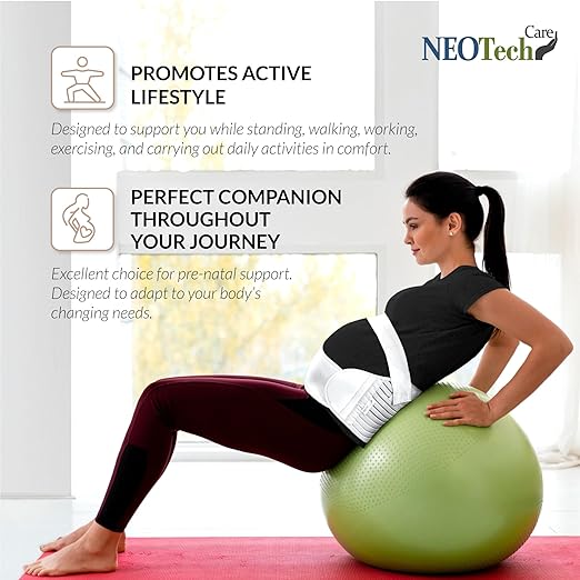 NeoTech Care Pregnancy Support Maternity Belt, Waist/Back/Abdomen Band, Belly Brace (Size S, Ivory Color)