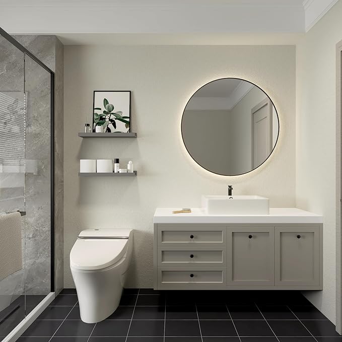 Floating Shelves for Wall, Wall Shelves Set of 2, Bedroom Shelves with Lip, Display Picture Ledge Shelf for Wall Decor Bedroom Living Room Bathroom Kitchen - Grey