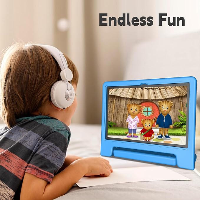 Kids Tablet, 10.1 Inch Tablet for Kids Android 14, 64GB Octa-Core, WiFi, Big Battery, Kids Space, Parental Control 1280 * 800 HD Display Children Tablets Blue