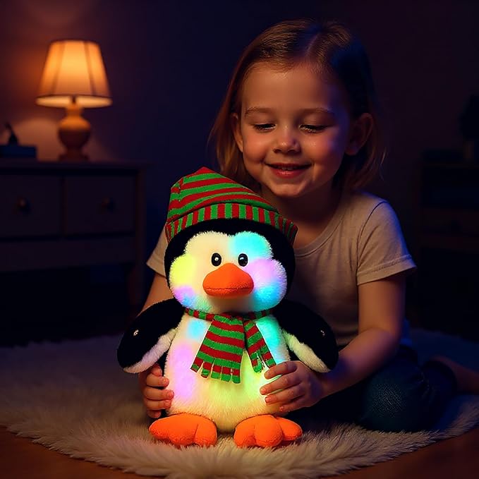 Cuteoy Light-up Plush Penguin LED Stuffed Animal Birthday Christmas Plushies Toy Gifts for Kids Toddler Girls,11“