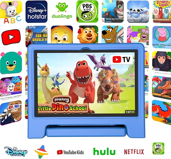 Tablet for Kids Age 3-12 10.1 inch Android 14 6000mAh 8GB RAM+64GB ROM(Expandable to 1TB Kids Tablet WiFi6 Google Kids Space Parental Control 1280 * 800 HD Screen