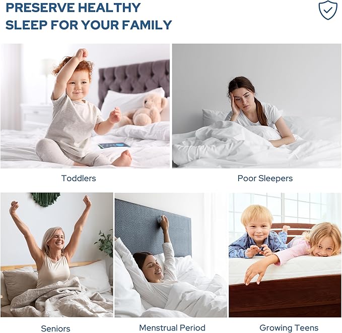 2 Pack Waterproof Mattress Protector, Queen Size Noiseless Mattress Pad with Deep Pocket Fitted Up to 6-18 inches, Soft Noiseless Bed Mattress Cover Washable for Home, Bedroom, Hotel