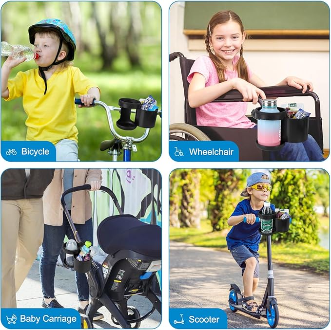 Accmor Universal Cup Holder, Stroller Cup Holder, 360° Rotatable Large Caliber Designed Bottle Holder for Stroller, Bike, Wheelchair, Walker, Scooter