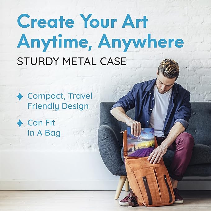 Mozart Premium Japanese Watercolor Paint Set - 40 Rich Colors with Metallic, Neon Pans - Artist-Quality Set for Adults, Kids & Students - Water Color - Metallic Watercolor Paints