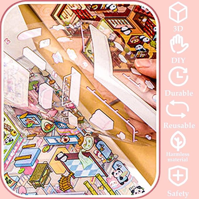 DIY 3D Sticker Scene,Jumbo-Large Sisters Party, Reusable Sticker, Cute Sets for Free Combination, Waterproof for Anywhere, Crafts Party Favors Birthday Gift