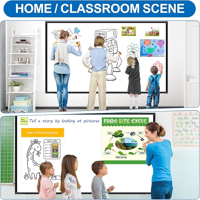 H-Qprobd 6'x4' Large Magnetic White Board Dry Erase Whiteboard with Black Aluminum Frame, 72"X48" Magnet Presentation Wall Boards for Office, Classroom, School, Home