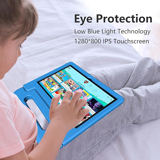 Kids Tablet, 10.1 Inch Tablet for Kids Android 14, 64GB Octa-Core, WiFi, Big Battery, Kids Space, Parental Control 1280 * 800 HD Display Children Tablets Blue
