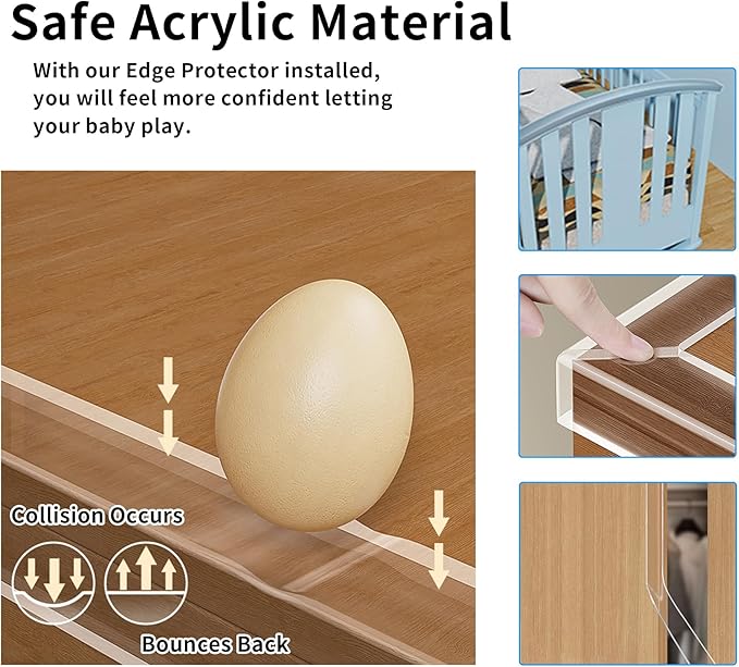 0.8 in x 16.4 FT,Edge Corner Protector Baby Proofing with 6 Corners,Soft Clear Furniture Table Corner Guard & Edge Safety Cabinet Door Bumper,Crib Bumpers,Window Sill Protector,Wall Protector