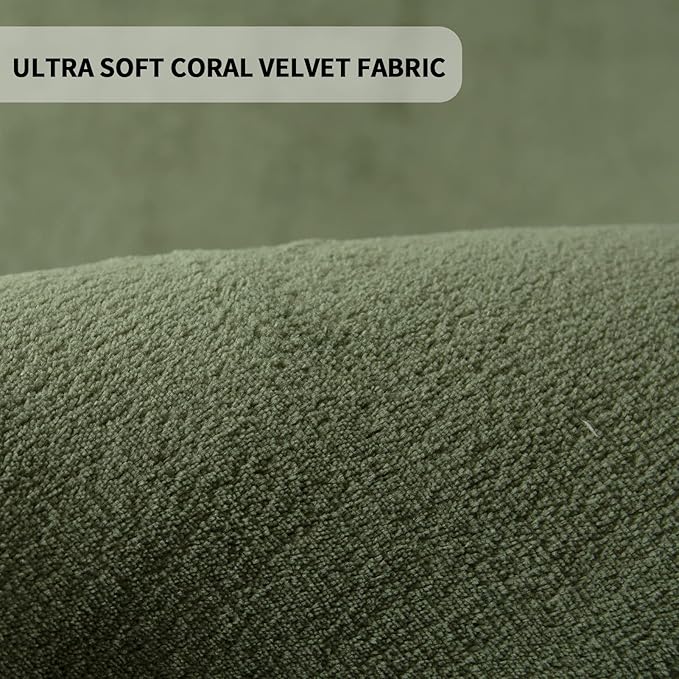 MAXYOYO Coral Velvet Area Rug, Thick Japanese Tatami Mat Living Room Carpet with Non-Slip Backing, Large Solid Color Mat for Bedroom Dormitory Yoga, Olive Green, 78 by 118 inch