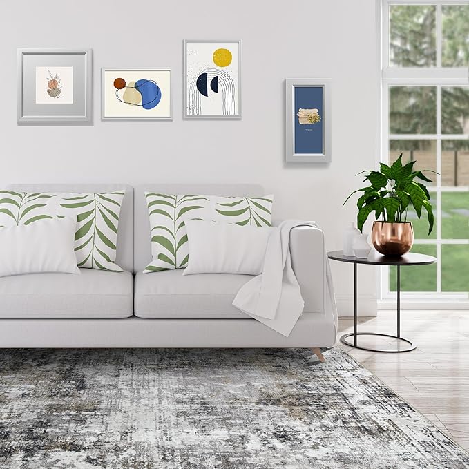 5x7 Area Rugs for Living Room Rug Washable: Modern Rug for Dining Room Bedroom Carpet Non Slip Low Pile 5 by 7 Indoor Abstract Nursery Home Office Black Gold