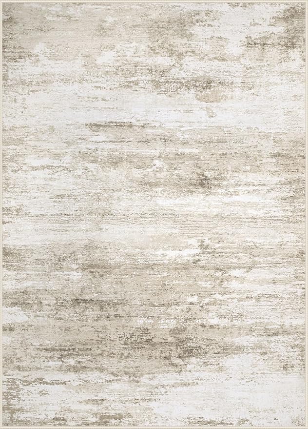 Washable Rug 6x9 Area Rugs for Living Room: Neutral Soft Rug Abstract Non Slip Low Pile Modern Carpet for Bedroom Kitchen Nursery Office Dining Room Indoor (Beige, 6'x9')