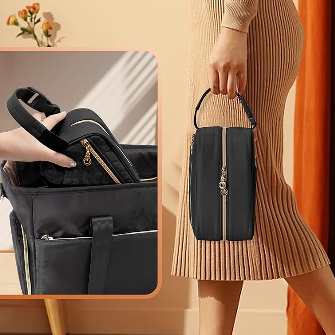 Damero Breastmilk Cooler Bag with 4 Ice Packs -Breastmilk Cooler Travel Bag Organizer with Detachable Buckle Handle for Daycare and Breastfeeding Mom,Black