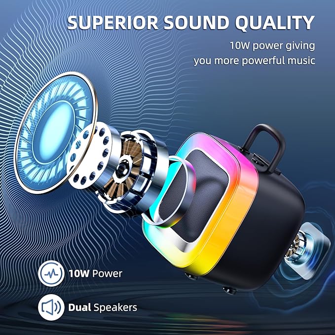Kinglucky 2025 Upgrade Karaoke Machine, Portable Bluetooth Speaker with 2 Wireless Microphones for Adults & Kids with Lights, Karaoke for All Smartphones, Birthday, Family, Home Party or Gifts (Black)