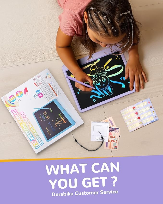 KOKODI LCD Writing Tablet, 12 Inch Colorful Toddler Doodle Board Drawing Tablet, Erasable Reusable Electronic Drawing Pads, Educational and Learning Toy for 3-6 Years Old Boy and Girls(Purple)