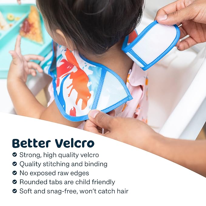 Tiny Twinkle Mess Proof Baby Bibs for Eating - Waterproof, Wipeable Bibs - Toddler Bibs - Travel Friendly - PFAS, PVC, BPA, Phthalate Free - Baby Food Bibs (3 Pack,Slate, Olive)