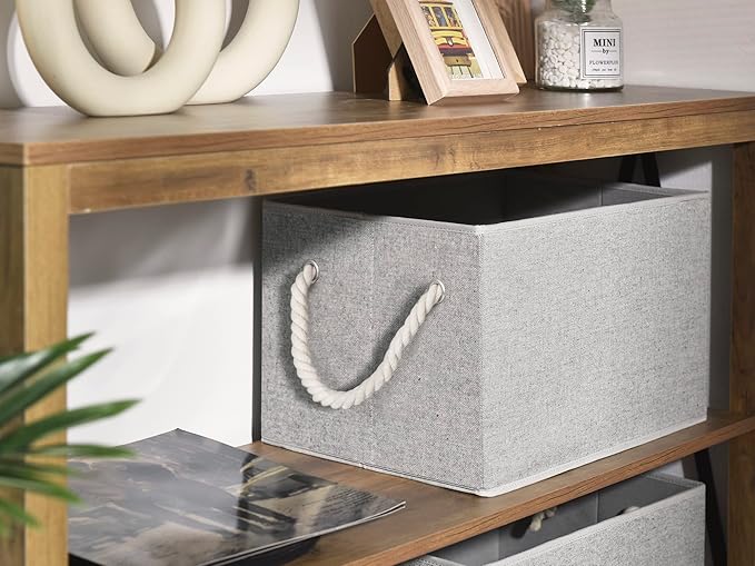 StorageWorks Storage Baskets for Shelves, Foldable Fabric Closet Storage Bins with Handles, Fabric Storage Bins Clothes Organizer, Gray, 3-Pack, Extra Large
