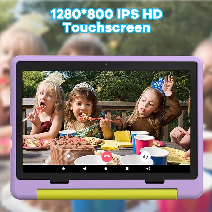 Kids Tablet|Upgraded Android 14 Tablet 10 inch for Kids with Protective Case|Octa-Core|64GB|1TB TF Card Expandable|Dual Camera|Parental Control|Great Gift for Toddler(Purple)