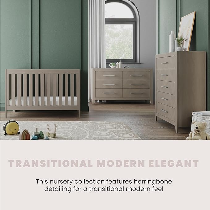 Child Craft Kieran 3 in 1 Convertible Crib, Baby Crib Converts to Day Bed, Toddler Bed, 3 Adjustable Mattress Positions, Non-Toxic, Baby Safe Finish (Crescent Gray)