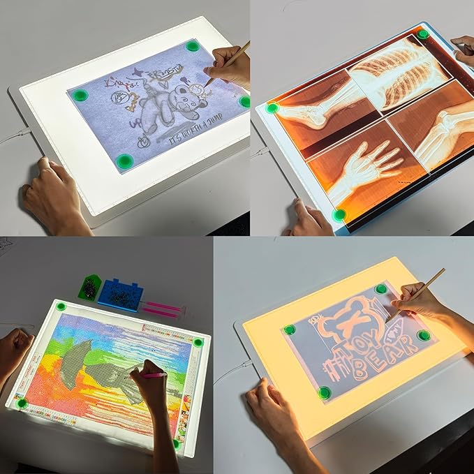 Elice Magnetic A3 Light Board with Bag for Diamond Painting, Tracing LED Light Box with Side Buttons, Super Bright Diamond Art Light Pad, Light Table for Drawing, Sketching, Weeding Vinyl - White